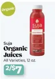 Roche Bros Suja Organic Juices offer