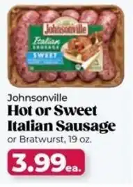 Roche Bros Johnsonville Hot or Sweet Italian Sausage or Bratwurst offer