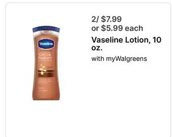 Walgreens Vaseline Lotion, 10 oz offer