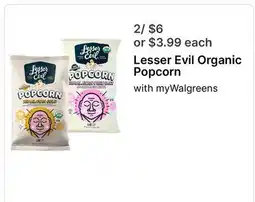 Walgreens Lesser Evil Organic Popcorn offer