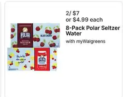 Walgreens 8-Pack Polar Seltzer Water offer