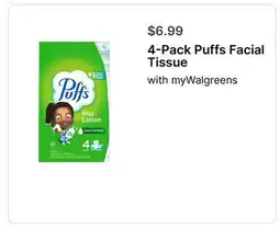 Walgreens 4-Pack Puffs Facial Tissue offer