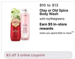 Walgreens Olay or Old Spice Body Wash offer