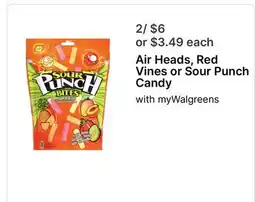 Walgreens Air Heads, Red Vines or Sour Punch Candy offer