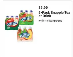 Walgreens 6-Pack Snapple Tea or Drink offer