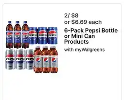 Walgreens 6-Pack Pepsi Bottle or Mini Can Products offer