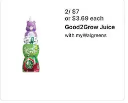 Walgreens Good2Grow Juice offer