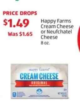 Aldi Happy Farms Cream Cheese or Neufchatel Cheese offer