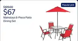 Walmart Mainstays Albany Lane Steel 6-Piece Outdoor Patio Dining Set with Umbrella, Red offer