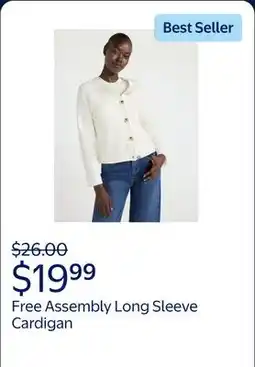 Walmart Free Assembly Women's Long Sleeve Cardigan Sweater with Chest Pockets, Midweight, Sizes XS-XXL offer