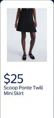 Walmart Scoop Women's Ponte Twill Mini Skirt offer