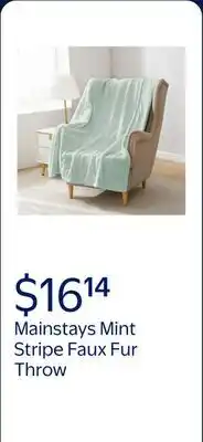 Walmart Mainstays Mint Stripe Faux Fur Throw, 50 x 60, Adult/Teen offer