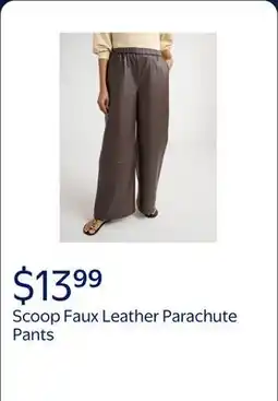 Walmart Scoop Women's Faux Leather Wide Leg Parachute Pants with Adjustable Drawstring Hem, 29'' Inseam offer