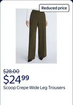 Walmart Scoop Women's and Women's Plus Crepe Wide Leg Trousers, 32, 32.5, and 34 Inseams offer