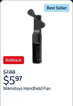Walmart Mainstays Handheld Fan,Portable,2 in 1 Personal Fan,USB Rechargeable with Power Bank Function offer