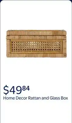 Walmart Home Decor Collection, Woven Rattan and Glass Decorative Tabletop Box offer