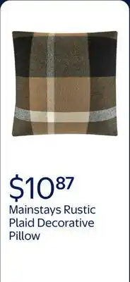 Walmart Mainstays 18 x 18 Rustic Plaid Decorative Pillow For Adults, Multi-Colored offer