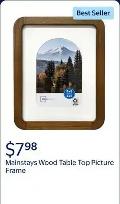 Walmart Mainstays 6x8 inch Matted to 4x6 inch Wood Table Top Picture Frame with Rounded Corners, Walnut offer