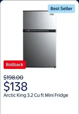 Walmart Arctic King 3.2 Cu ft Two Door Mini Fridge with Freezer, Stainless Steel, E-Star offer