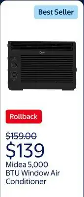 Walmart Midea 5,000 BTU 150 sq. ft. Mechanical Window Air Conditioner, Black, MAW05M1WBL, New offer