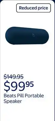Walmart Beats Pill Waterproof Built-in Microphone Wireless Bluetooth Portable Speaker, Navy Blue offer