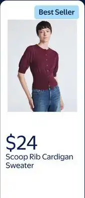 Walmart Scoop Women's Rib Cardigan Sweater with Short Sleeves, Lightweight offer