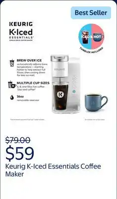 Walmart Keurig K-Iced Essentials Iced and Hot Single-Serve K-Cup Pod Coffee Maker, White offer