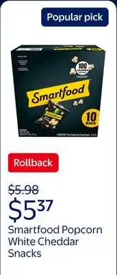 Walmart Smartfood Popcorn White Cheddar Flavored Popcorn Snacks offer