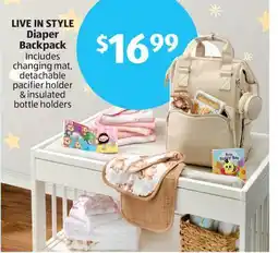 Aldi LIVE IN STYLE Diaper Backpack offer