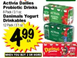 Superior Grocers Activia Dailies Probiotic Drinks 8 Pack / 3.1 oz. Danimals Yogurt Drinkables 12 Pack / 3.1 oz offer