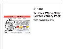 Walgreens 12-Pack White Claw Seltzer Variety Pack offer