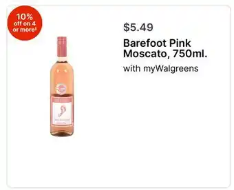 Walgreens Barefoot Pink Moscato, 750ml offer