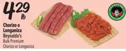 El Super Fresh Reynaldo's Bulk Premium Chorizo or Longaniza offer