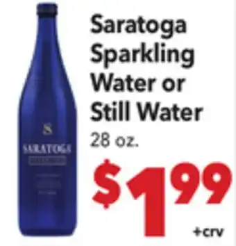 Vallarta Supermarkets Saratoga Sparkling Water or Still Water offer