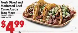 Vallarta Supermarkets Fresh Diced and Marinated Beef Carne Asada Taco Meat / PICADO DE RES PARA TACOS offer