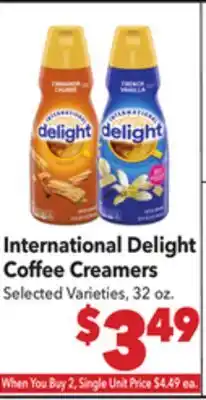 Vallarta Supermarkets International Delight Coffee Creamers offer