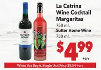 Vallarta Supermarkets La Catrina Wine Cocktail Margaritas Sutter Home Wine offer