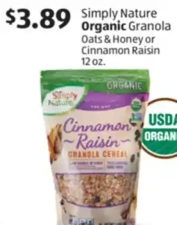 Aldi Simply Nature Organic Granola offer