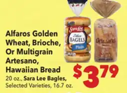 Vallarta Supermarkets Alfaros Golden Wheat, Brioche, Or Multigrain Artesano, Hawaiian Bread offer
