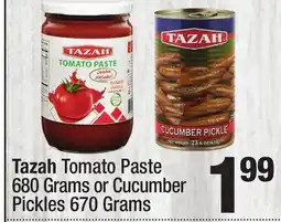 Super King Markets Tazah Tomato Paste 680 Grams or Cucumber Pickles 670 Grams offer