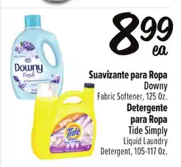 El Super Downy Fabric Softener 125 Oz. Tide Simply Liquid Laundry Detergent offer
