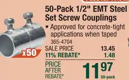 Menards 50-Pack 1/2 EMT Steel Set Screw Couplings offer