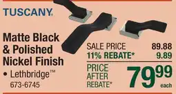 Menards Tuscany Matte Black & Polished Nickel Finish offer