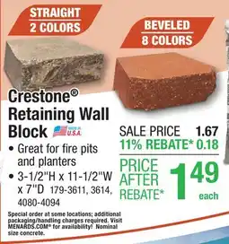 Menards Crestone Retaining Wall Block offer