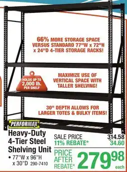 Menards Heavy-Duty 4-Tier Steel Shelving Unit offer