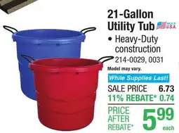 Menards Utility Tub offer