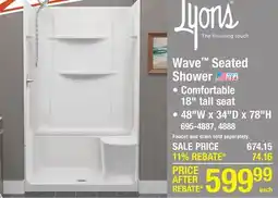 Menards Wave Seated Shower offer