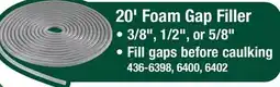 Menards 20' Foam Gap Filler offer