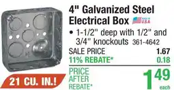 Menards 4 Galvanized Steel Electrical Box offer