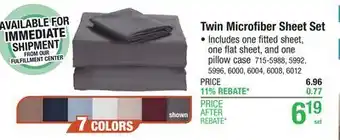 Menards Twin Microfiber Sheet Set offer